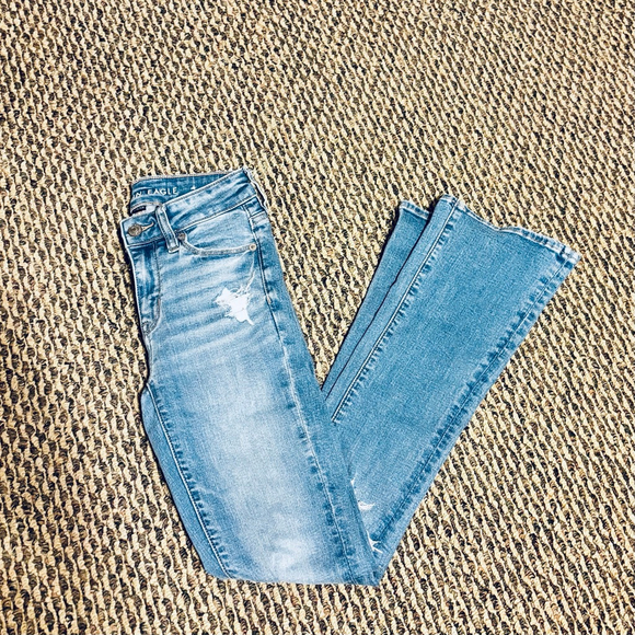 American Eagle Stretch High Waisted Skinny Kick Bootcut Jean Denim - Picture 8 of 15